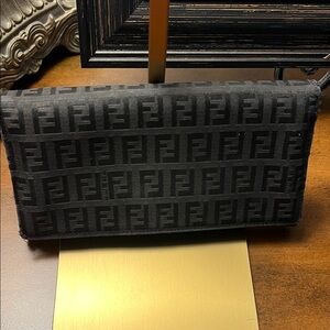 Fendi Fiocchi Black Monogram Wallet